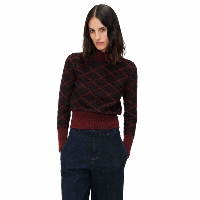 Veronika Maine Two Tone Diamond Pattern Sweater image number 0